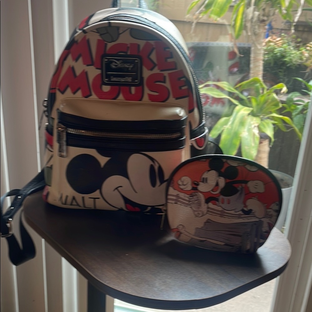 Disney Loungefly Mickey Mouse Backpack and Coin Purse